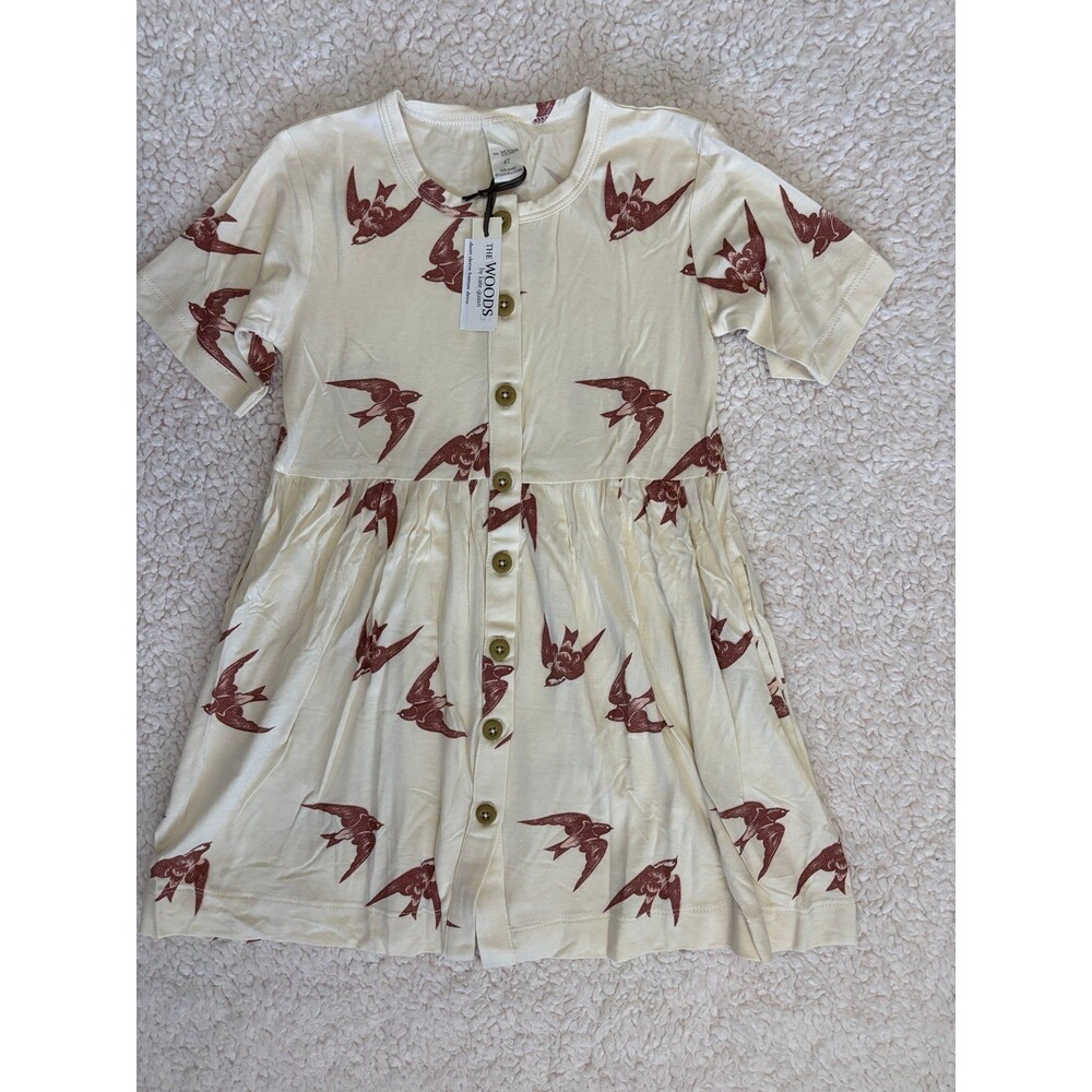 Kate Quinn the Woods birds short sleeve button dress 4T
